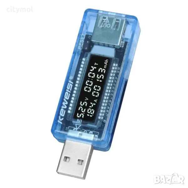 USB тестер, за ток, напрежение, измерва  мощност и капацитет на бактерии , снимка 1