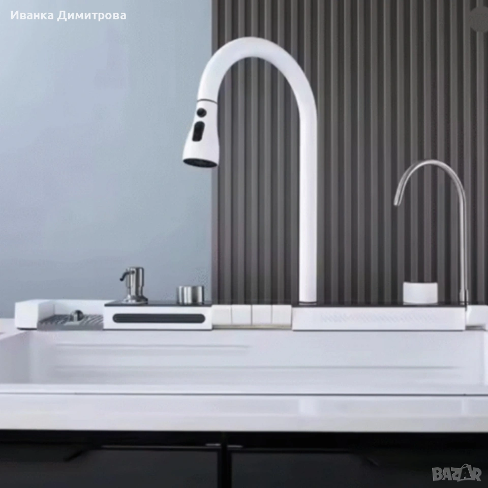 Умна кухненска мивка с изтеглящ се кран – за модерна кухня, снимка 1