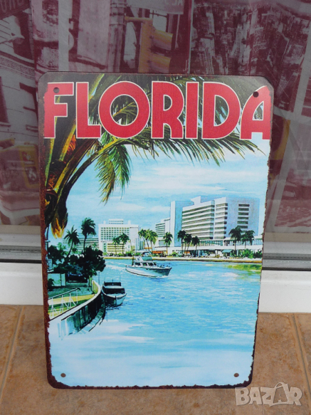 Метална табела Florida Флорида круизи коаби хотели сгради, снимка 1