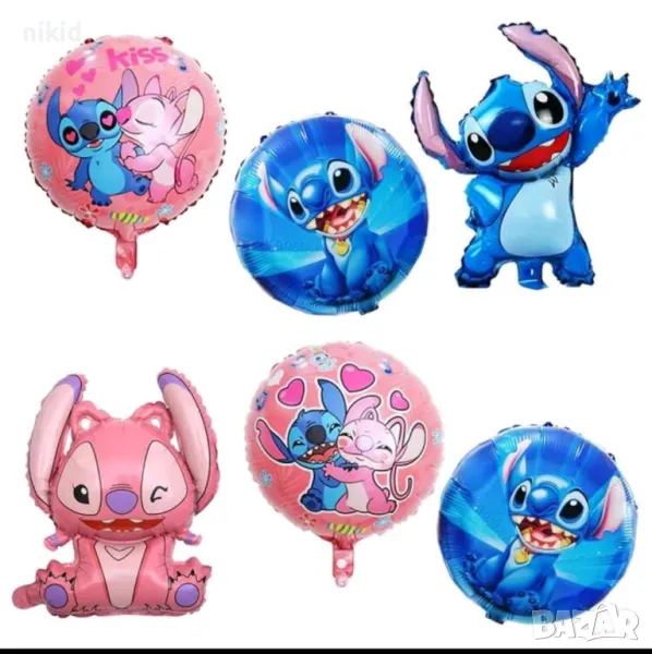 Стич stitch кръгъл фолио фолиев балон хелий или въздух парти рожден ден, снимка 1