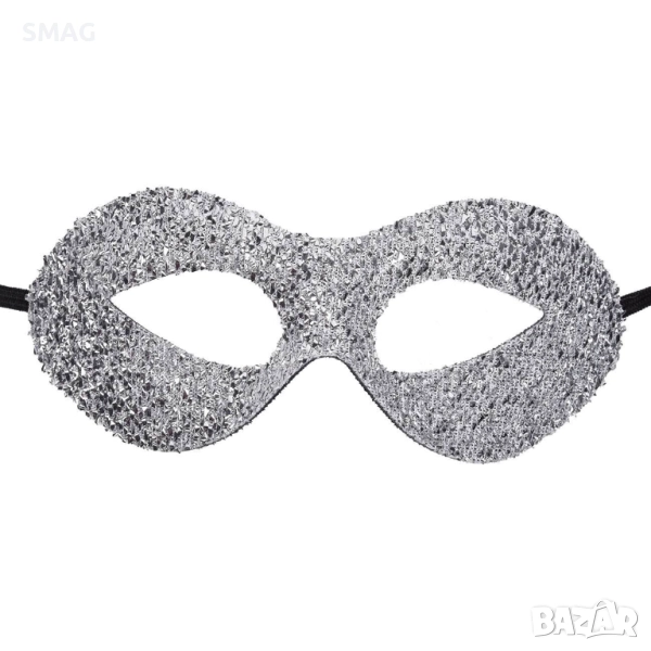 Хелоуин / Halloween карнавална дамска маска сребристо ламе_1217638, снимка 1
