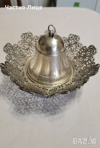 Старинен Сребърен Италиански Аристократичен Съд за Хайвер 2 Части, снимка 1