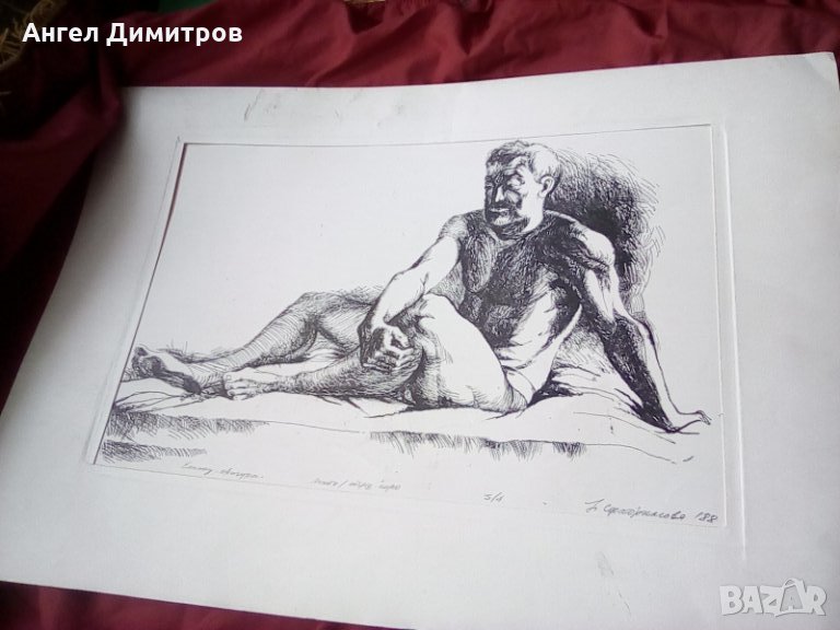 Картина туш перо литография Невена Серафимова 1988 г, снимка 1