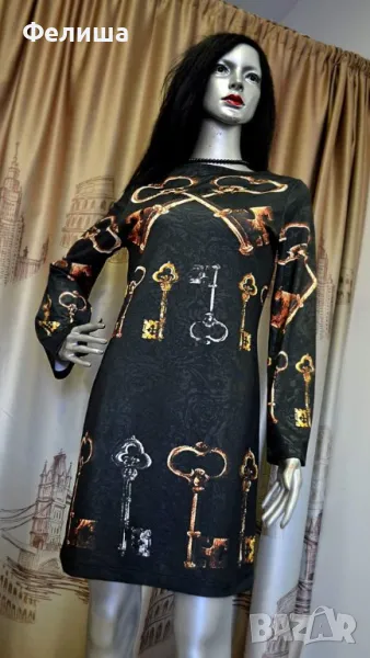  Стилен Модел Брандова Рокля с Десен на Ключета , снимка 1