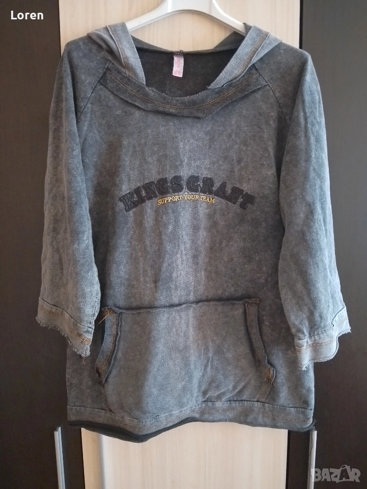 *Esmom*Блуза с тричетвърт ръкав с качулка, снимка 1