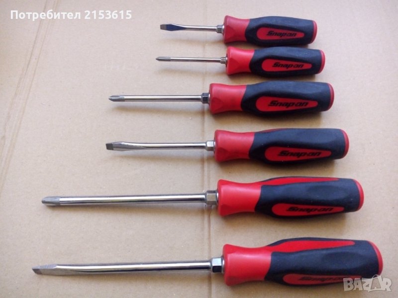 snap on 6 броя качествени отвертки Soft Grip червени-черни комплект оригинални , снимка 1