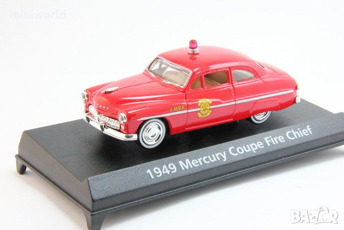 Mercury Coupe 1949 Fire Chief -  мащаб 1:43 на MotorMax модела е нов в PVC дисплей-кейс, снимка 1