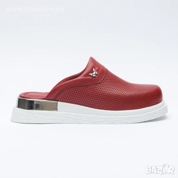 Червени анатомични чехли от естествена кожа | Марка Tuasolea, снимка 1