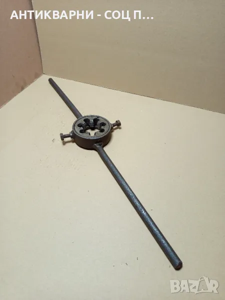 Стар Голям Върток С Голяма Плашка За Резби Резба., снимка 1