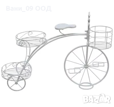 Красив бял цветарник "Велосипед", снимка 1