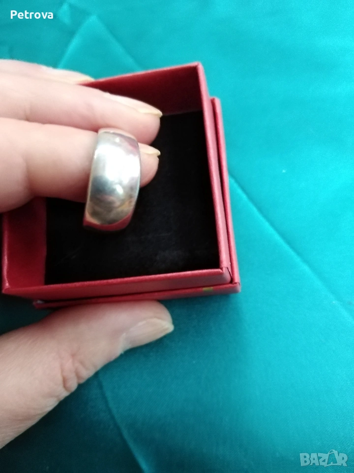 Сребърен пръстен тип халка, снимка 1