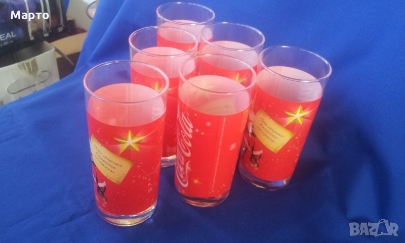 6 чаши кока кола коледни, снимка 1