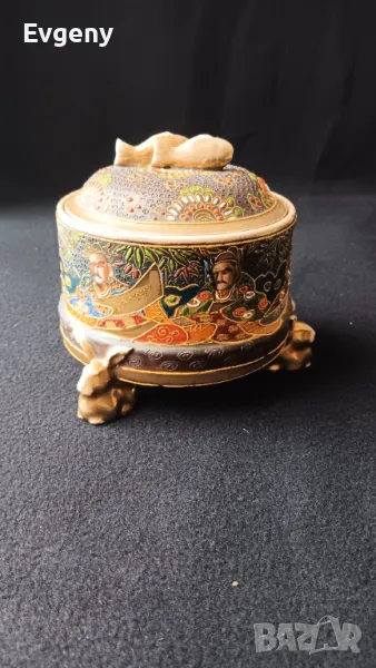 Антична керамична Японска захарница , снимка 1