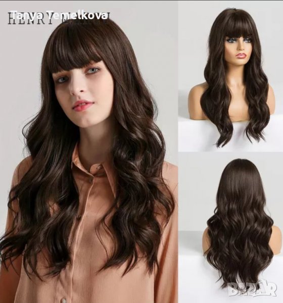 Кафява перука с бретон, снимка 1