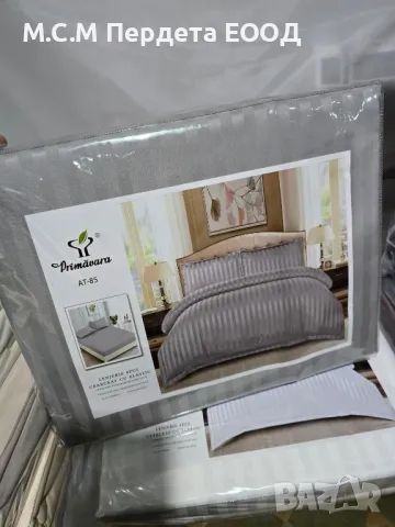 спални комплекти от памучен сатен райе 4 части , снимка 3 - Спално бельо - 45456743