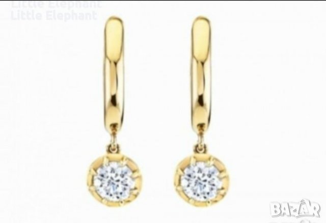 Висящи сребърни обеци с кристали,Gold/нови