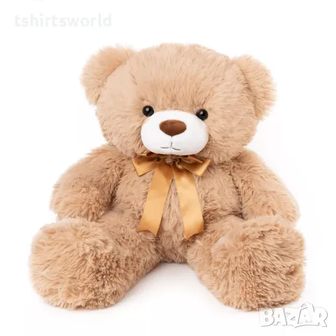 Ново голямо кафяво плюшено мече с панделка, 70см