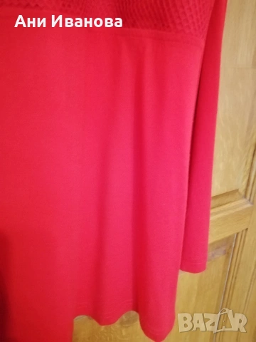 нова дамска блуза, голям размер в червен цвят, снимка 5 - Блузи с дълъг ръкав и пуловери - 53346426