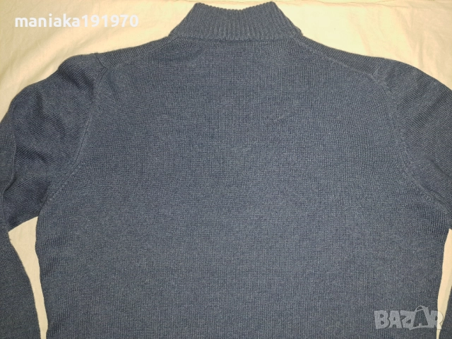 РЕЗЕРВИРАН! Gran Sasso Blue Wool Cashmere 1/4 Zip Sweater 54 (XL) мъжки пуловер от мерино и кашмир, снимка 5 - Пуловери - 51859115
