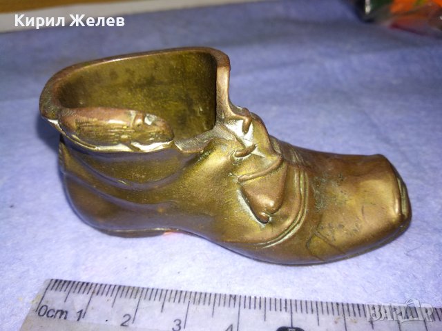 Старинна КОЛЕКЦИОНЕРСКА МЕДНА РЕТРО ОБУВКА Ръчна МАЙСТОРСКА ИЗРАБОТКА - Декоративна ОБУВЧИЦА 41389