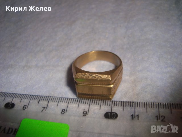 СТАР ПОЗЛАТЕН БРОНЗОВ РЕТРО АРТ ДЕКО ПРЪСТЕН с ПЕЧАТИ 18К 750 за КОЛЕКЦИЯ МАЙСТОРСКА ИЗРАБОТКА 24253, снимка 16 - Антикварни и старинни предмети - 37395524