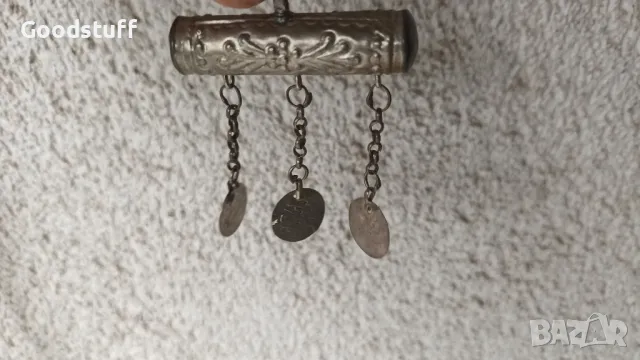 Муска,възрожденско бижу,калем,сребро,амулет,акчета османска монета, снимка 1