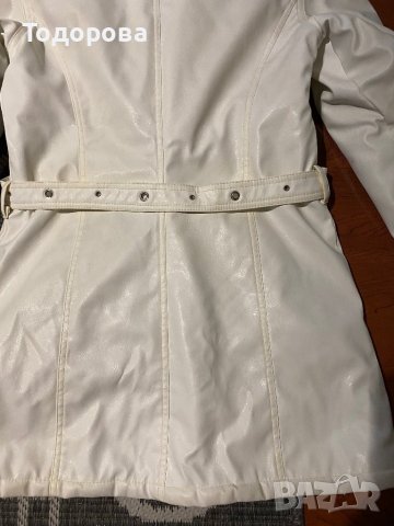 Палто от еко кожа, бяло с яка, снимка 8 - Палта, манта - 38816199
