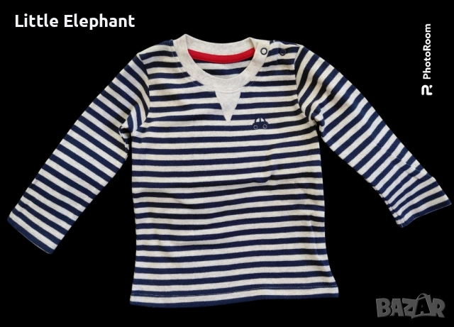 Блузка с дълъг ръкав за 18-24 мес момченце тъмно синьо райе"Tiny little car",Англия/нова
