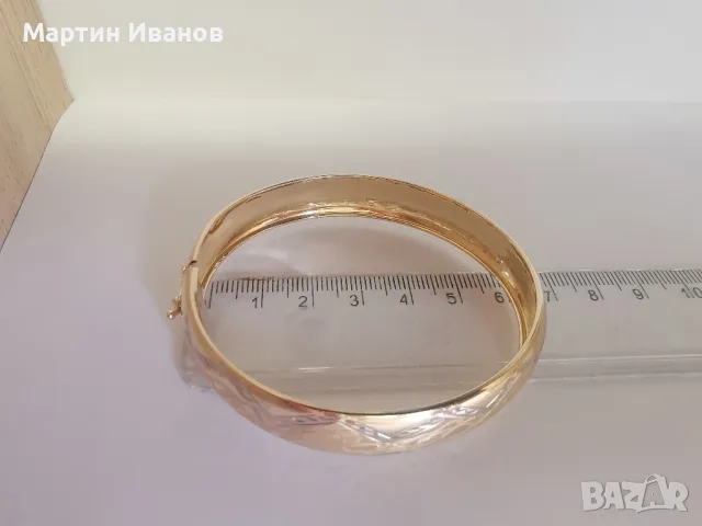 Златна гривна твърда елипса , снимка 8 - Гривни - 49490324