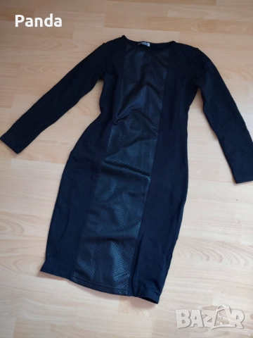 Зимна черна рокля + подарък пухкав елек