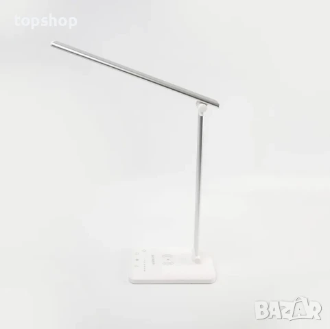 Настолна лампа SOLMIRA с подложка за безжично зареждане, 42 LED, сребриста, CE сертификат и RoHS, снимка 7 - Настолни лампи - 50501463