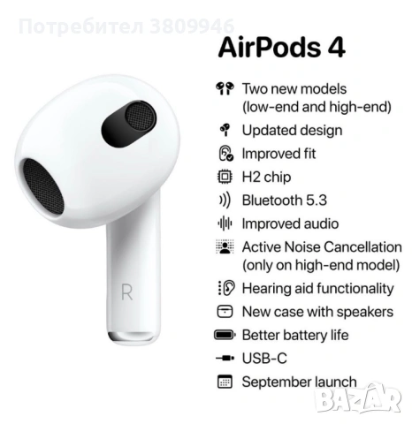 Apple AirPods 4 ANC, снимка 7 - Bluetooth слушалки - 53576137