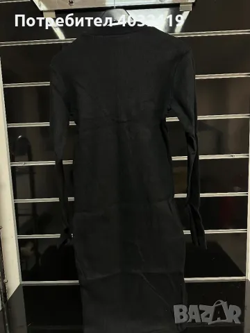 Черна плетена рокля със златни копчета , снимка 3 - Рокли - 47863829