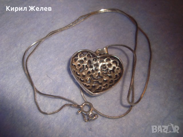 СЪРЦЕВИДЕН СКЪПОЦЕНЕН СРЕБЪРЕН АРТ МЕДАЛЬОН КОЛИЕ СТЕБРО 925 ИТАЛИЯ с ИНКРУСТИРАНИ ЦИРКОНИ 28711, снимка 8 - Колиета, медальони, синджири - 37300273