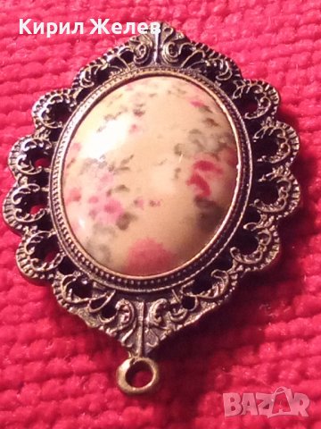 СТАР ОРНАМЕНТИРАН БРОНЗОВ БЕЛ ЕПОК СТИЛ ФЛОРАЛЕН МЕДАЛЬОН АРТ ПЕНДАНТ с ЕМАЙЛ-ЛАК УКРАСА 56781, снимка 5 - Антикварни и старинни предмети - 35596769