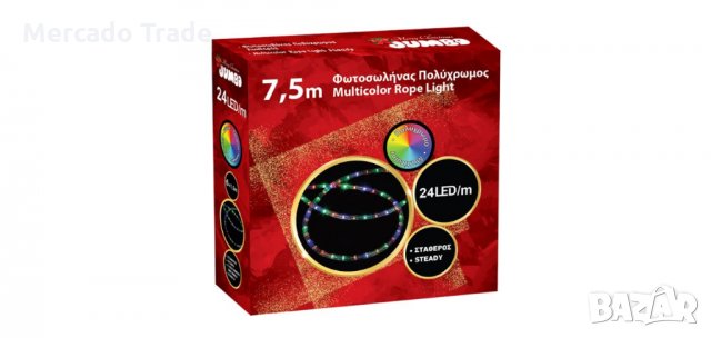 Светещ маркуч, Цветен, LED светлини, 7,5м, снимка 3 - Декорация за дома - 35029149
