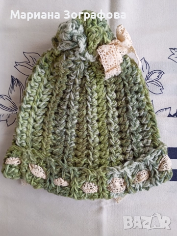 Ръчно плетени зимни шапки - 5 бр., - Кожени мъжки ръкавици, - Дънкови ризи и панталони и др., снимка 3 - Шапки - 51636855