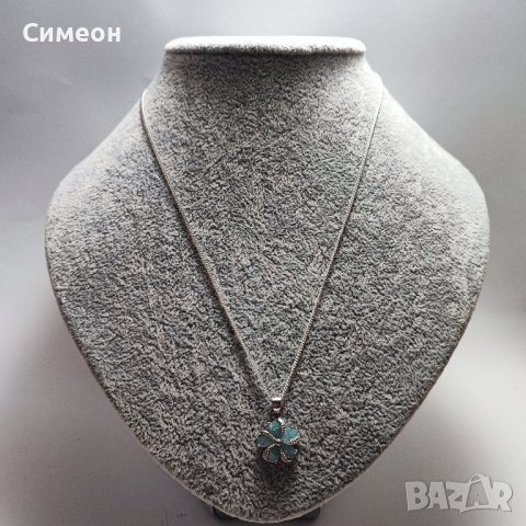Сребърно колие със сини камъни , снимка 2 - Колиета, медальони, синджири - 43887545