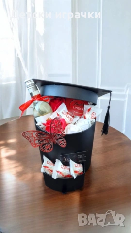 Подаръчна кутия с капак абитуриентска шапка, черна, снимка 5 - Други - 53090724