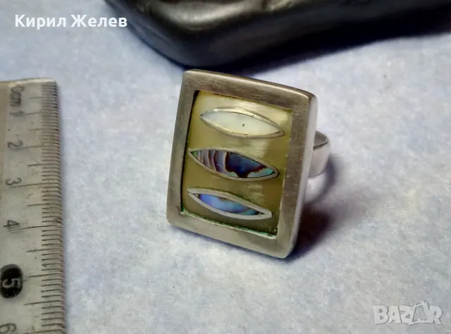 СТАР ПРЪСТЕН УНИКАТ КОСТ в МЕЛХИОНЕР ОБКОВ със СРЕБЪРЕН РИНГ и КРАЛСКИ СЕДЕФ ЧАСТ от КОМПЛЕКТ 37180, снимка 7 - Антикварни и старинни предмети - 49885931