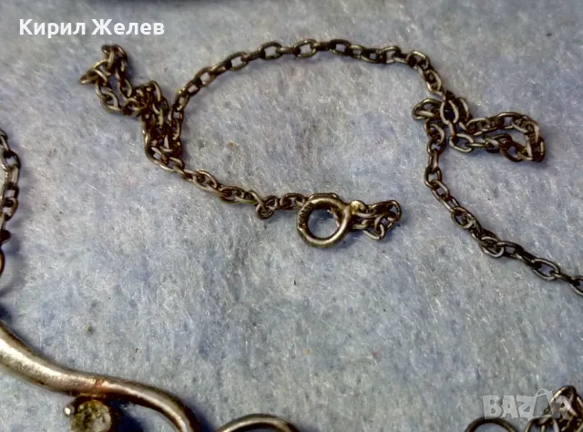 Старо АР НУВО СТИЛ СРЕБЪРНО КОЛИЕ СРЕБРО 950 с ЮВЕЛИРНО ФАСЕТИРАНИ ИСКРЯЩИ ЦИРКОНИ 49369, снимка 12 - Антикварни и старинни предмети - 48901263