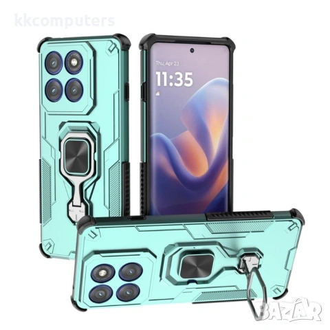 WANLONFENG Защитен калъф с Протектор за Motorola Edge 60 Pro 5G | Удароустойчив PC+TPU, Стойка, Темп, снимка 4 - Калъфи, кейсове - 53097482