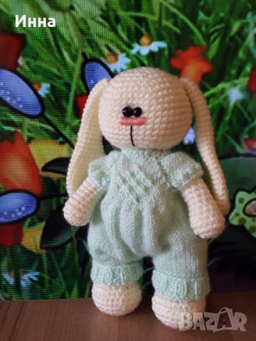 Плетена играчка Заек-Беби, Плетени, ръчно изработени, прекрасен подарък, снимка 8 - Плюшени играчки - 38318925