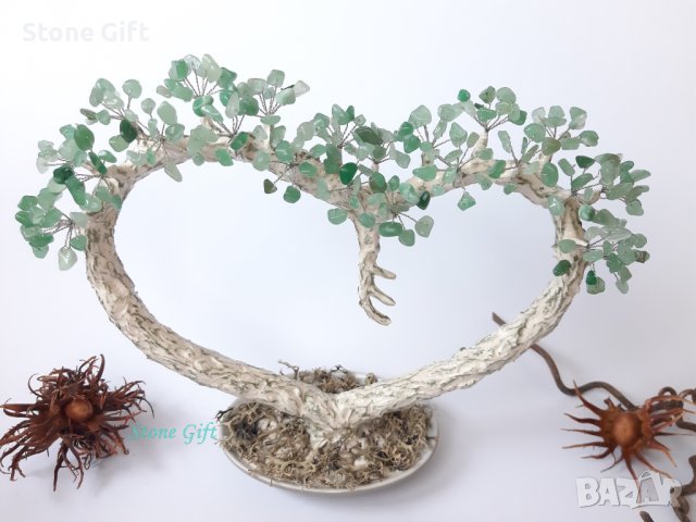 Дръвче Авантюрин Сърце, Юбилей, Подарък Момиче, Подарък Имен ден, Бижу, Идея Нова Година, снимка 3 - Други - 34692783