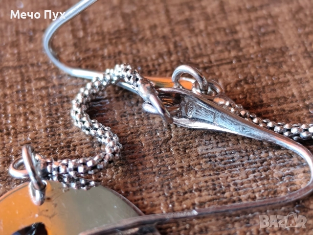 Сребърни висящи обеци (169), снимка 3 - Обеци - 51999088