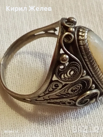 Сребърен пръстен филигранна изработка с камък ОПАЛ майсторска ръчна изработка 31616, снимка 9 - Пръстени - 52854371