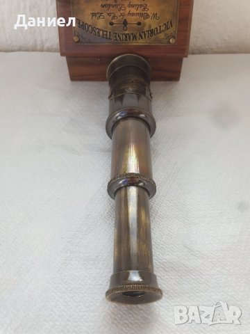 Бронзов далекоглед в дървена кутия , снимка 4 - Морски сувенири - 43052065