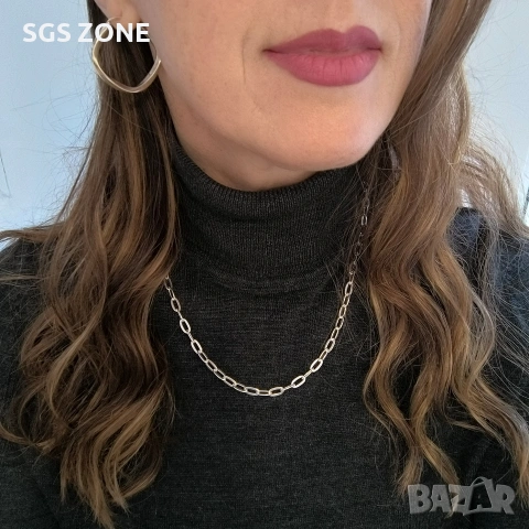 Стилна сребърна верижка от Италия с родиево покритие , снимка 8 - Колиета, медальони, синджири - 53124203