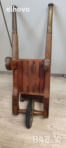 Декоративна, ръчно изработена дървена количка, снимка 4 - Антикварни и старинни предмети - 52560228