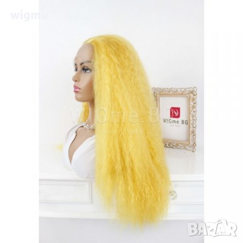 Дълга къдрава жълта лейс фронт перука Анджелика, снимка 4 - Аксесоари за коса - 29241028